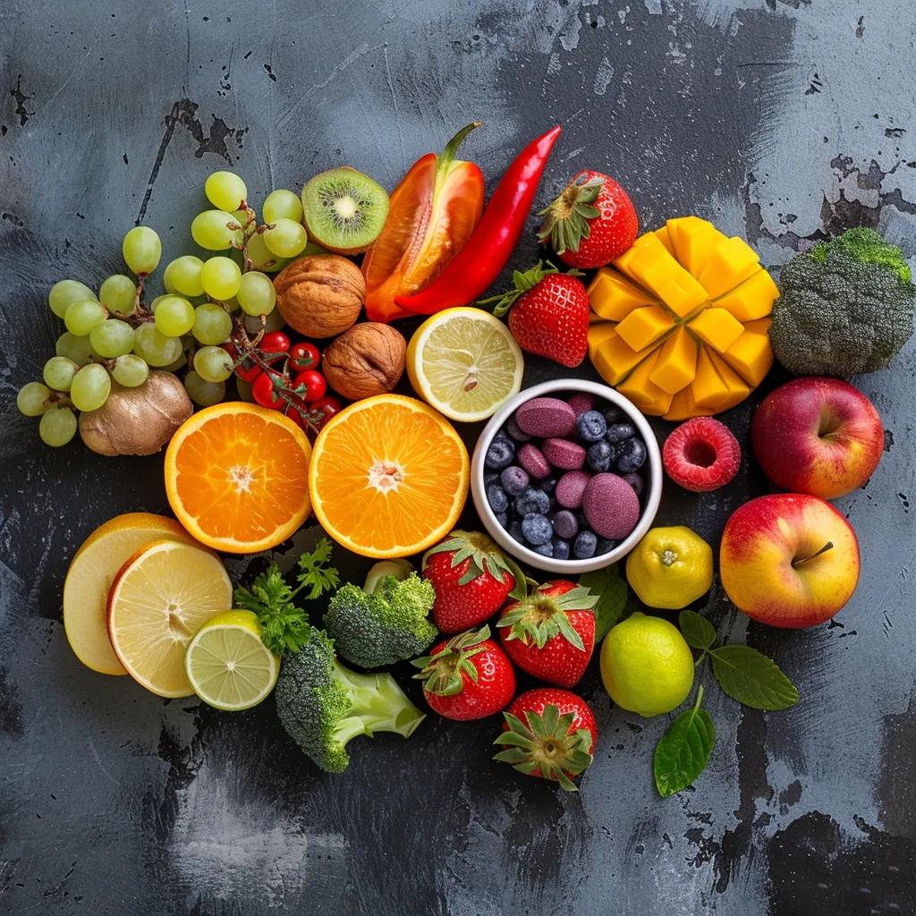 Colorful nutrient-rich ingredients for IV therapy, showcasing health and vitality