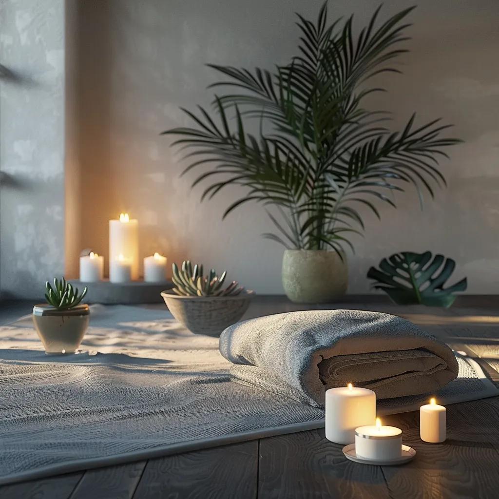 A calming wellness space with yoga and meditation elements for holistic health